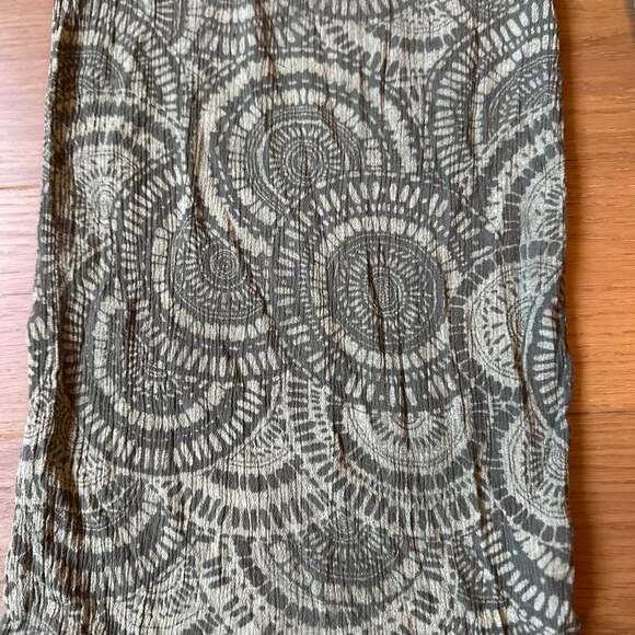 Three Dots Green Circle Tile Print Wide Leg Smocked Waist Boho Pants - Picture 3 of 5